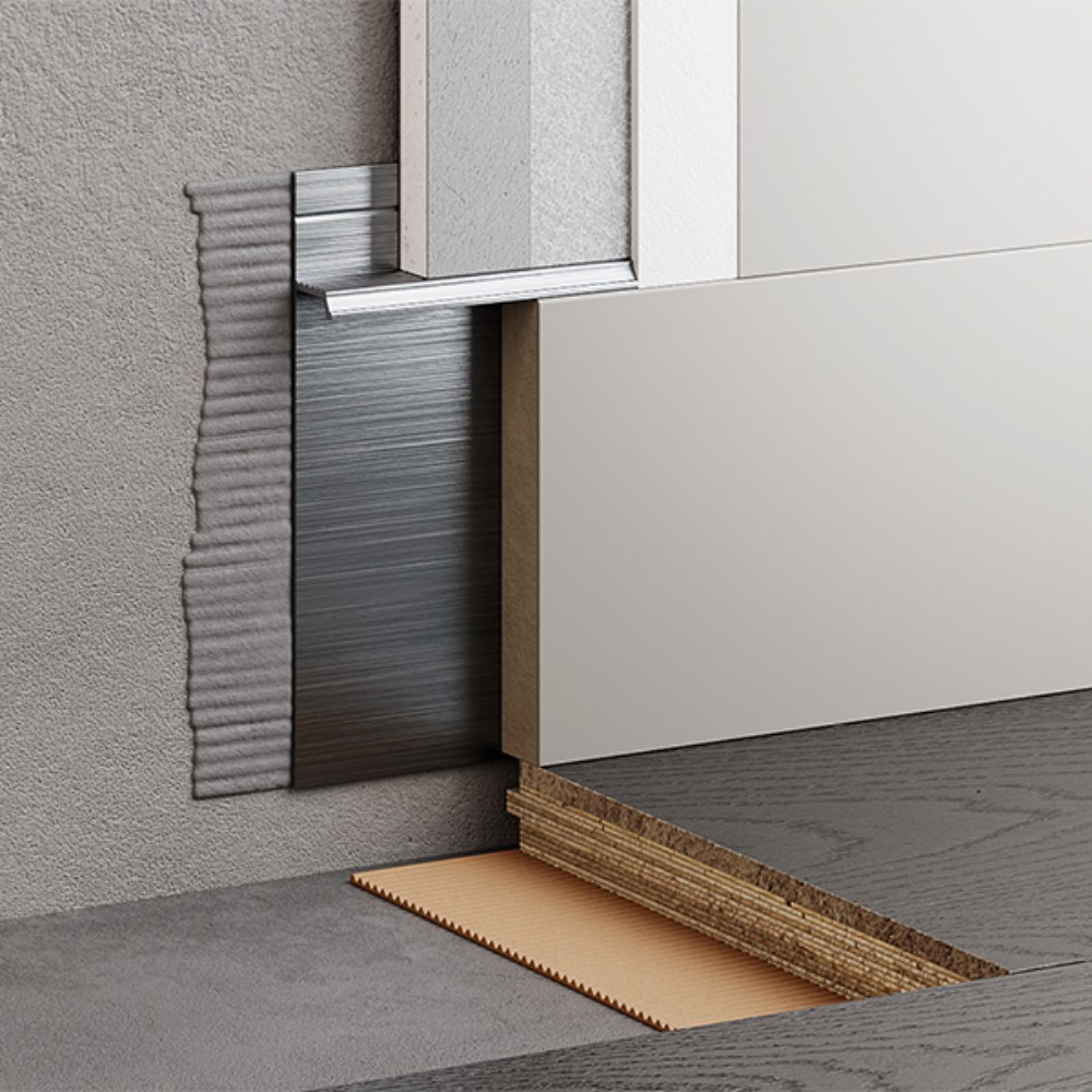 Плинтус алюминиевый скрытый с подсветкой Modern Decor Серебристый без покрытия 72-32-48 2500×104,6×13,8