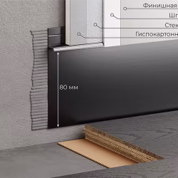 Плинтус алюминиевый скрытый с подсветкой Modern Decor RAL 9005 Черный 99-85-74 2500×104,6×13,8