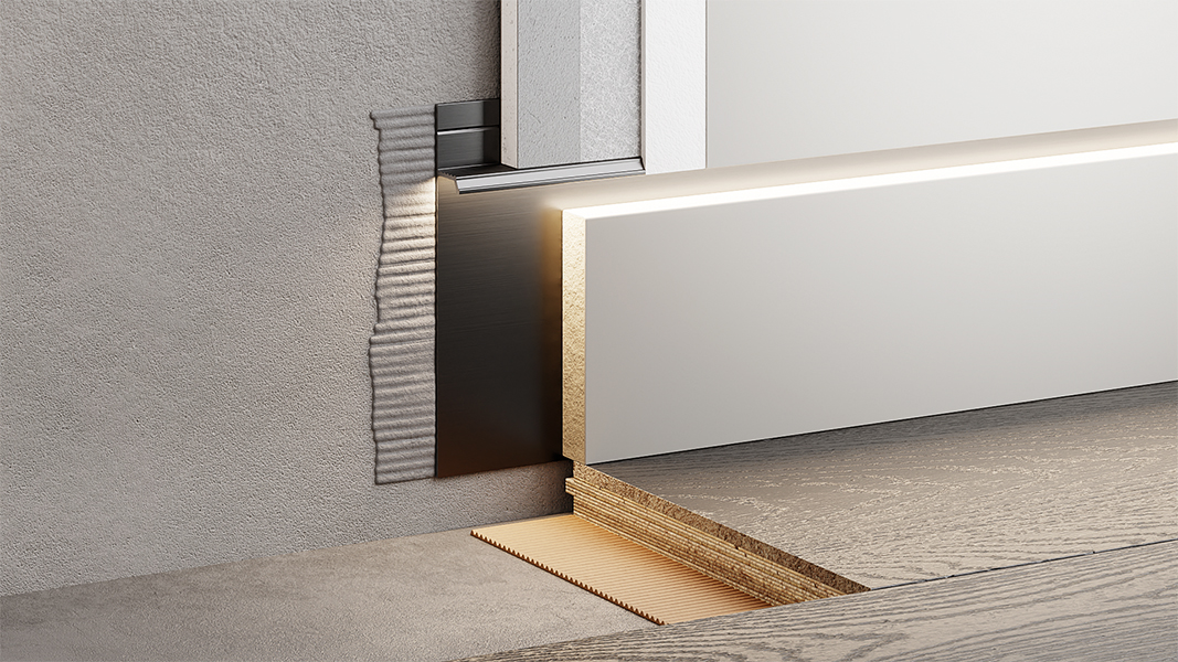 Плинтус алюминиевый скрытый с подсветкой Modern Decor RAL 9005 Черный 99-85-74 2500×104,6×13,8