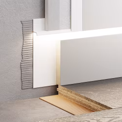 Плинтус алюминиевый скрытый с подсветкой Modern Decor RAL 9003 Белый 87-88-96 2500×104,6×13,8
