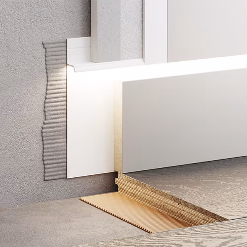 Плинтус алюминиевый скрытый с подсветкой Modern Decor RAL 9003 Белый 87-88-96 2500×104,6×13,8