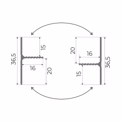 Плинтус алюминиевый теневой Modern Decor Серебристый 67-55-49 2500×36,5×16