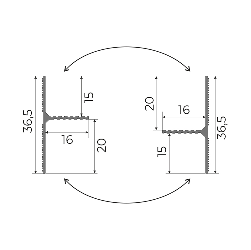 Плинтус алюминиевый теневой Modern Decor Серебристый 67-55-49 2500×36,5×16