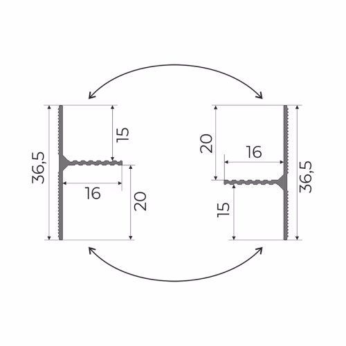 Плинтус алюминиевый теневой Modern Decor RAL 9005 Черный 68-95-78 2500×36,5×16