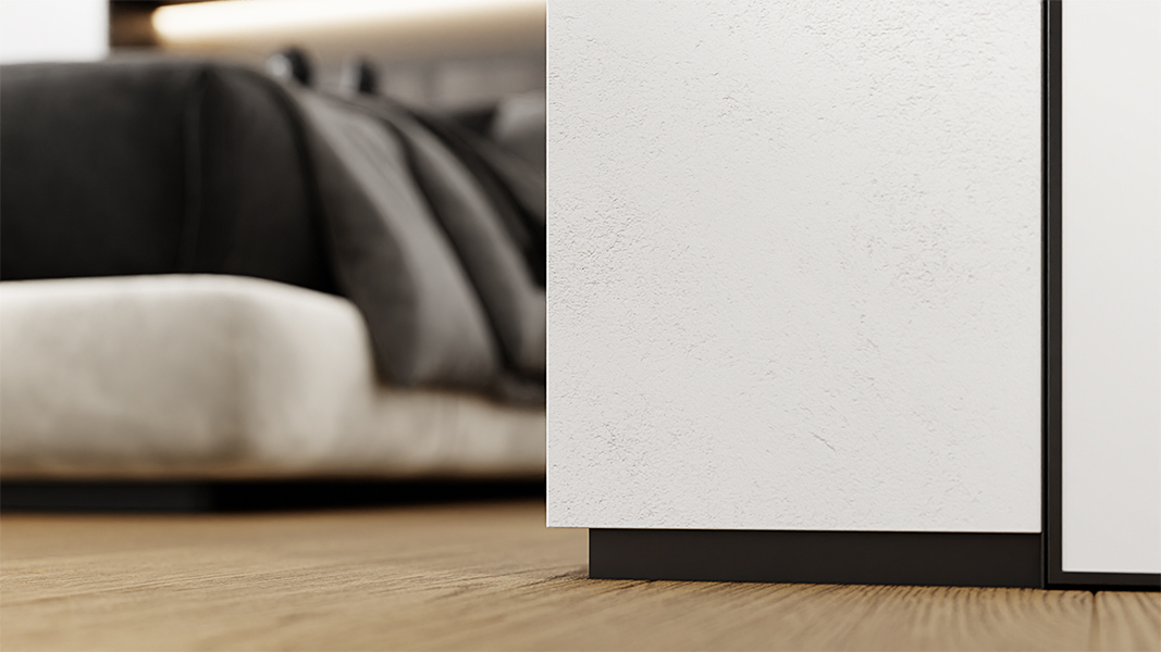 Плинтус алюминиевый теневой Modern Decor RAL 9005 Черный 68-95-78 2500×36,5×16 фото в интерьере