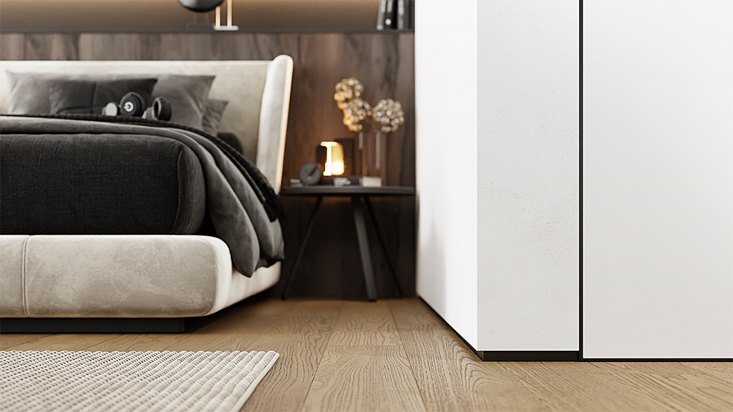 Плинтус алюминиевый теневой Modern Decor RAL 9005 Черный 68-95-78 2500×36,5×16 фото в интерьере