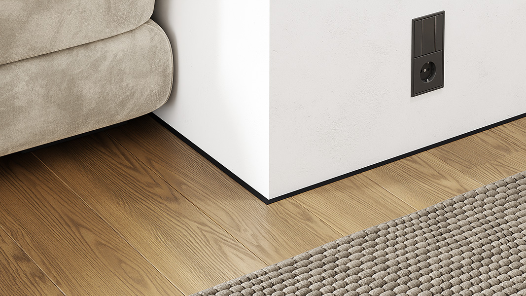 Микроплинтус алюминиевый Modern Decor RAL 9005 Черный муар 46-64-79 2500×6×11