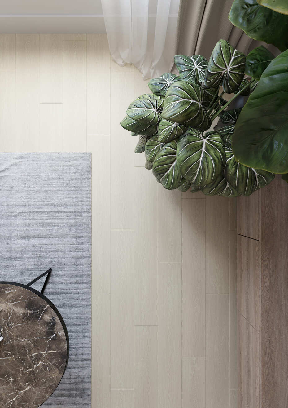 Кварцвиниловый SPC ламинат AlixFloor Natural Line Дуб Беленый Светлый ALX3032-10 1220×183×5 фото в интерьере