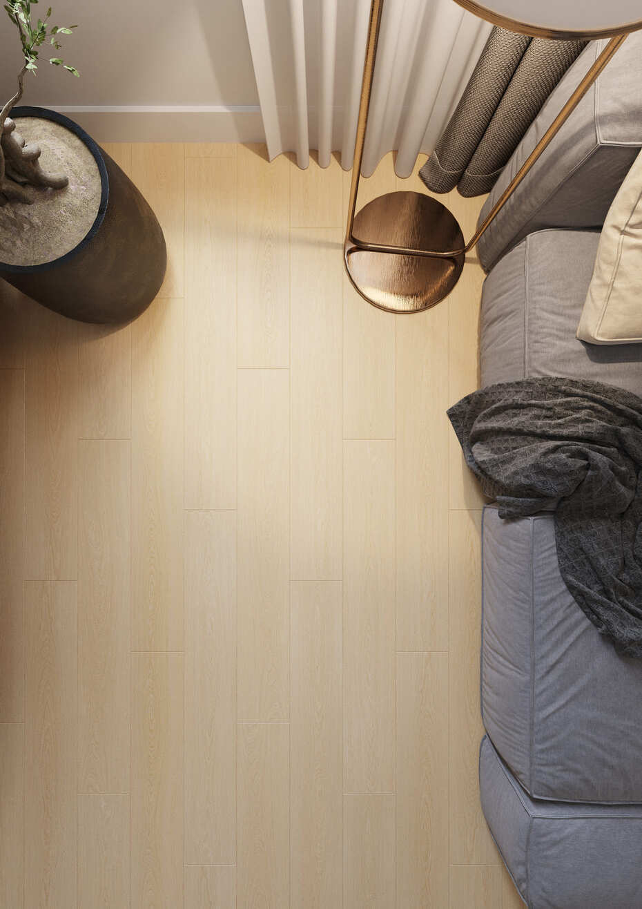 Кварцвиниловый SPC ламинат AlixFloor Natural Line Дуб Молочный Светлый ALX3032-3 1220×183×5 фото в интерьере