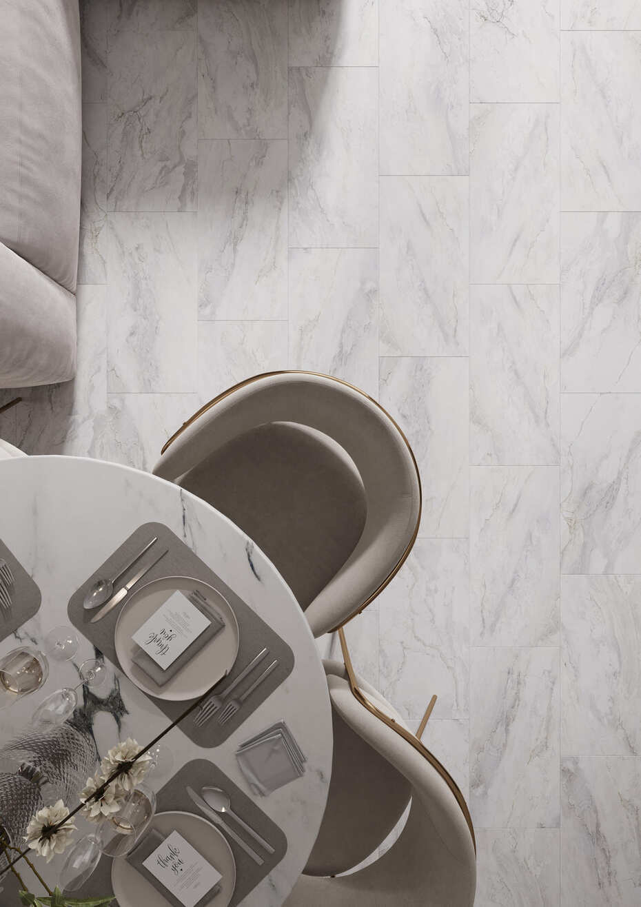 Кварцвиниловый SPC ламинат AlixFloor Stone Line Мрамор Натуральный ALX6309-1 610×305×4 фото в интерьере