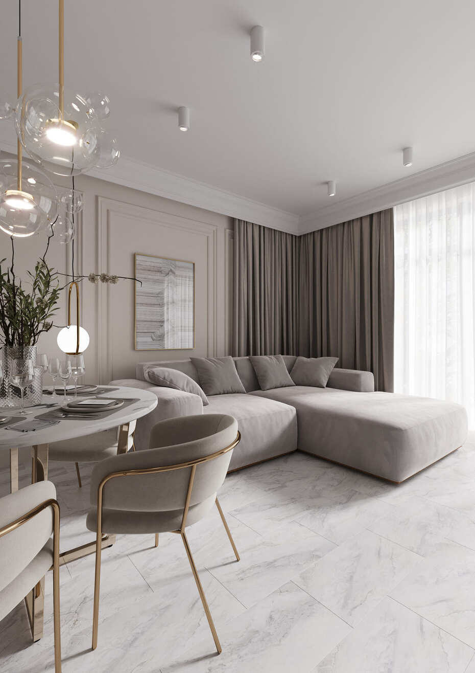 Кварцвиниловый SPC ламинат AlixFloor Stone Line Мрамор Натуральный ALX6309-1 610×305×4 фото в интерьере