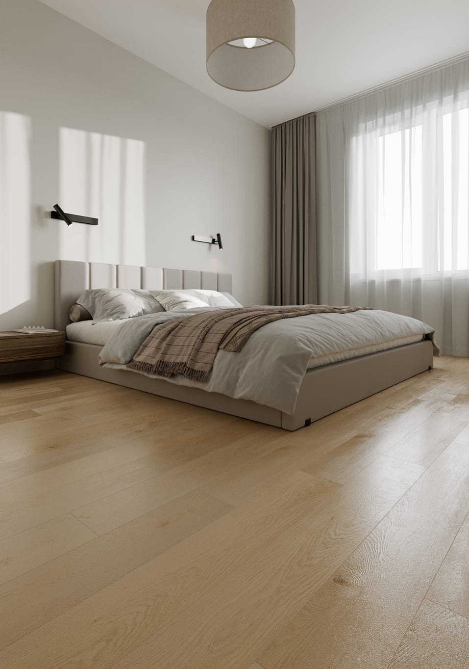 Кварцвиниловый SPC ламинат Home Expert Prime Дуб Индийский Соан 653-223 1220×150×4 фото в интерьере