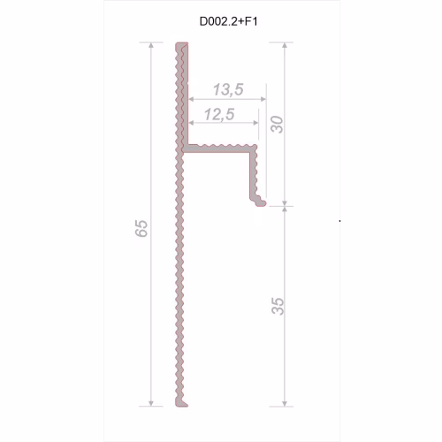 Плинтус алюминиевый теневой с подсветкой Decaro Regulated Черный D002.2A Black/F1A Black 2000×65×13,5
