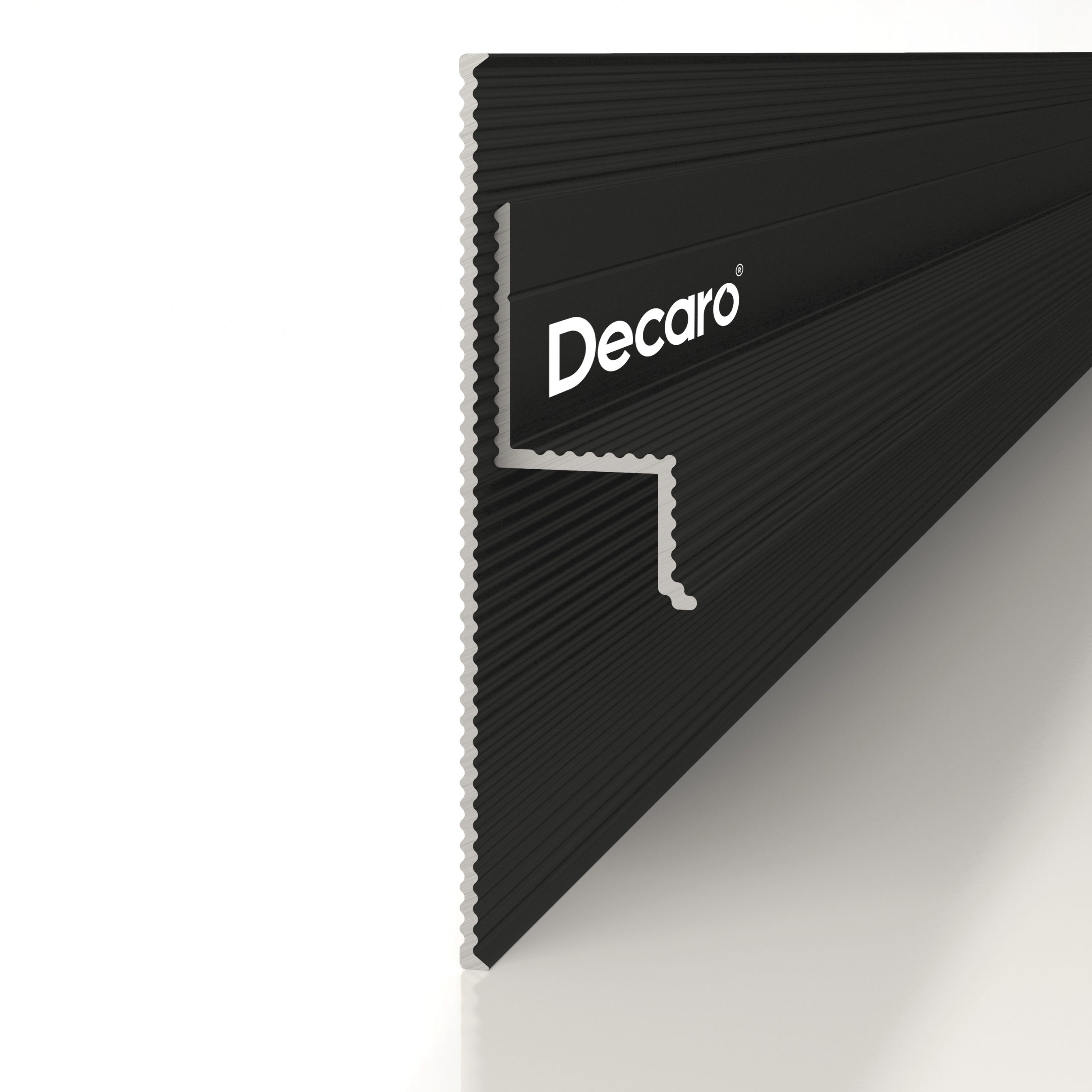 Плинтус алюминиевый теневой с подсветкой Decaro Regulated Черный D002.2A Black/F1A Black 2000×65×13,5
