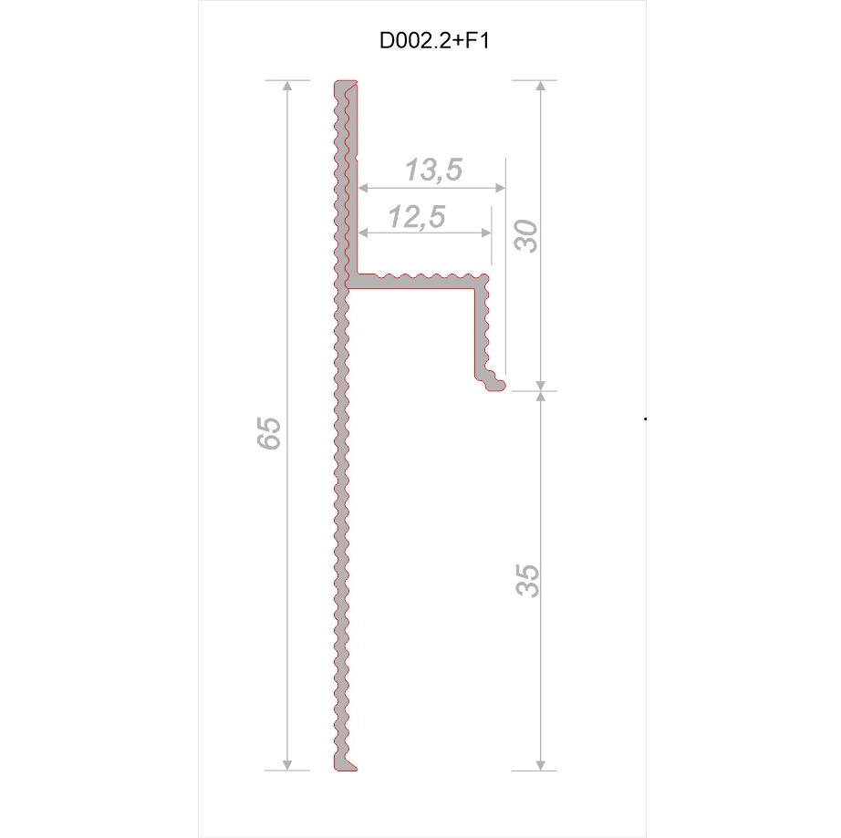 Плинтус алюминиевый теневой с подсветкой Decaro Regulated Черный D002.2A Black/F1A Black 2000×65×13,5