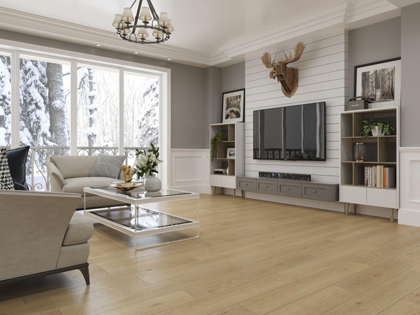 Кварцвиниловая плитка Alpine Floor клеевая Ultra Дуб Марципановый ЕСО 5-37 1219,2×184,15×2 фото в интерьере