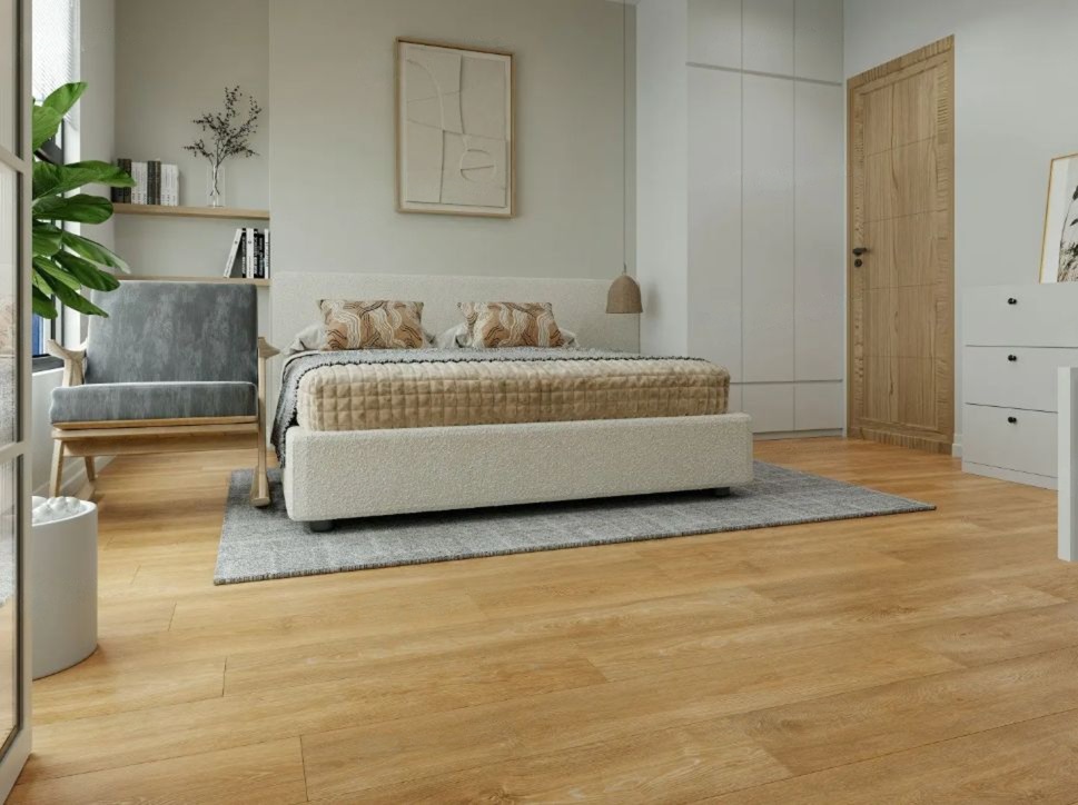 Кварцвиниловый SPC ламинат Alpine Floor Sequoia Секвойя Пуро ЕСО 6-14 1220×183×4 фото в интерьере