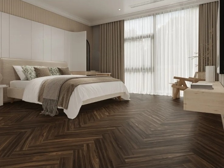 Ламинат Alpine Floor Herringbone 10 Орех Сицилия LF107-13 венгерская елка 600×100×10 фото в интерьере