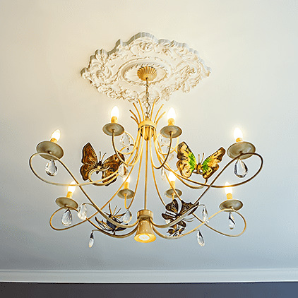 Потолочная розетка под покраску Европласт 1.56.029 76,7×52,9 см фото в интерьере