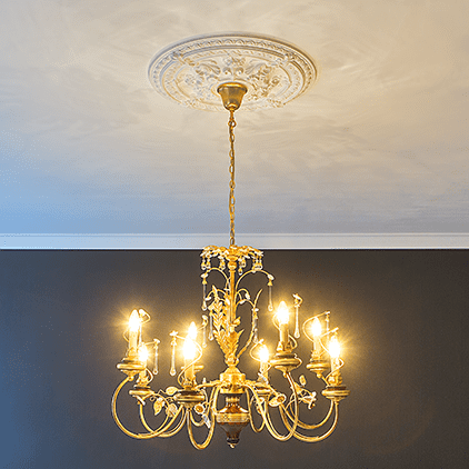 Потолочная розетка под покраску Европласт 1.56.039 65,9 см фото в интерьере