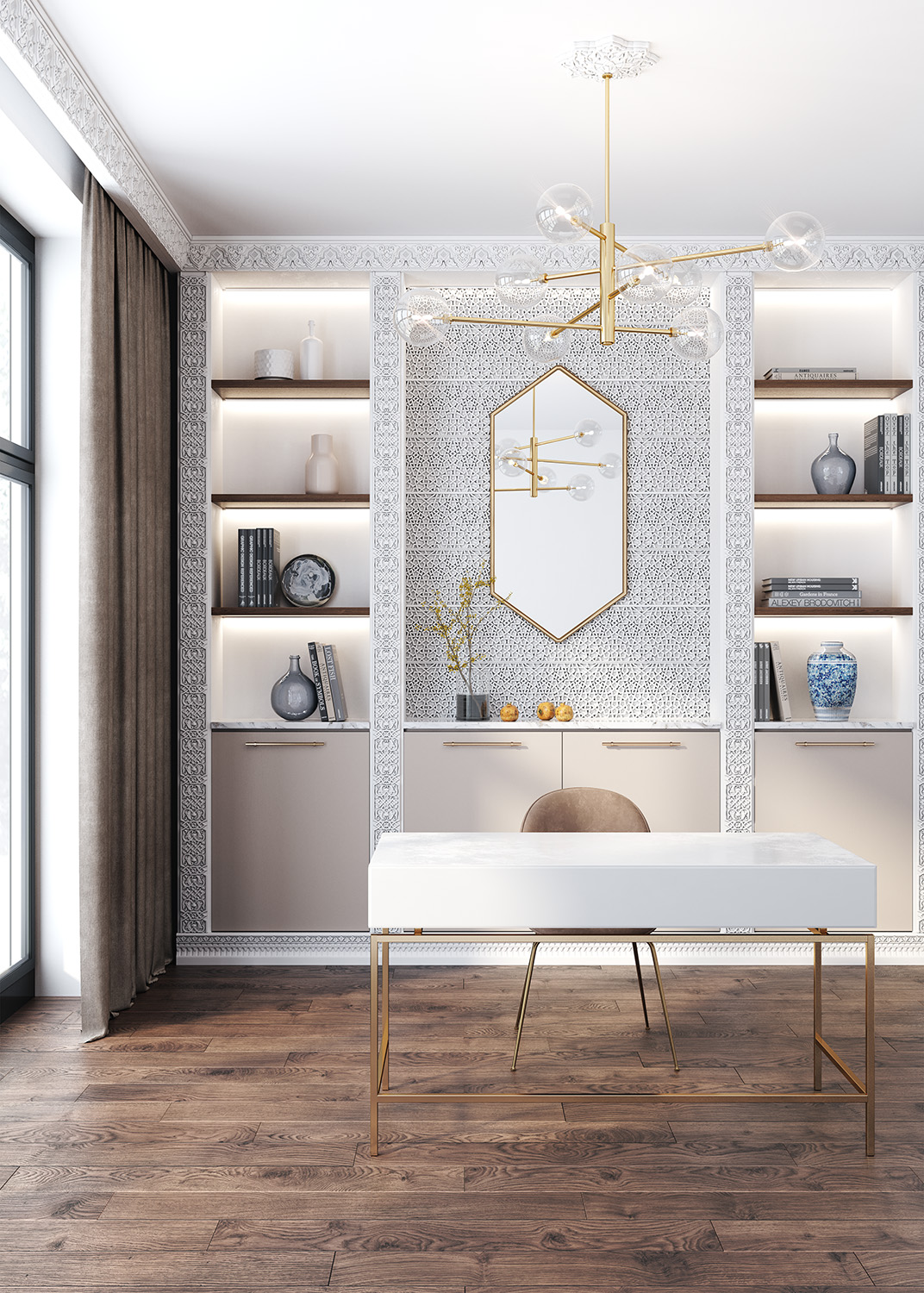 Потолочная розетка под покраску Европласт 1.56.501 31,9 см фото в интерьере