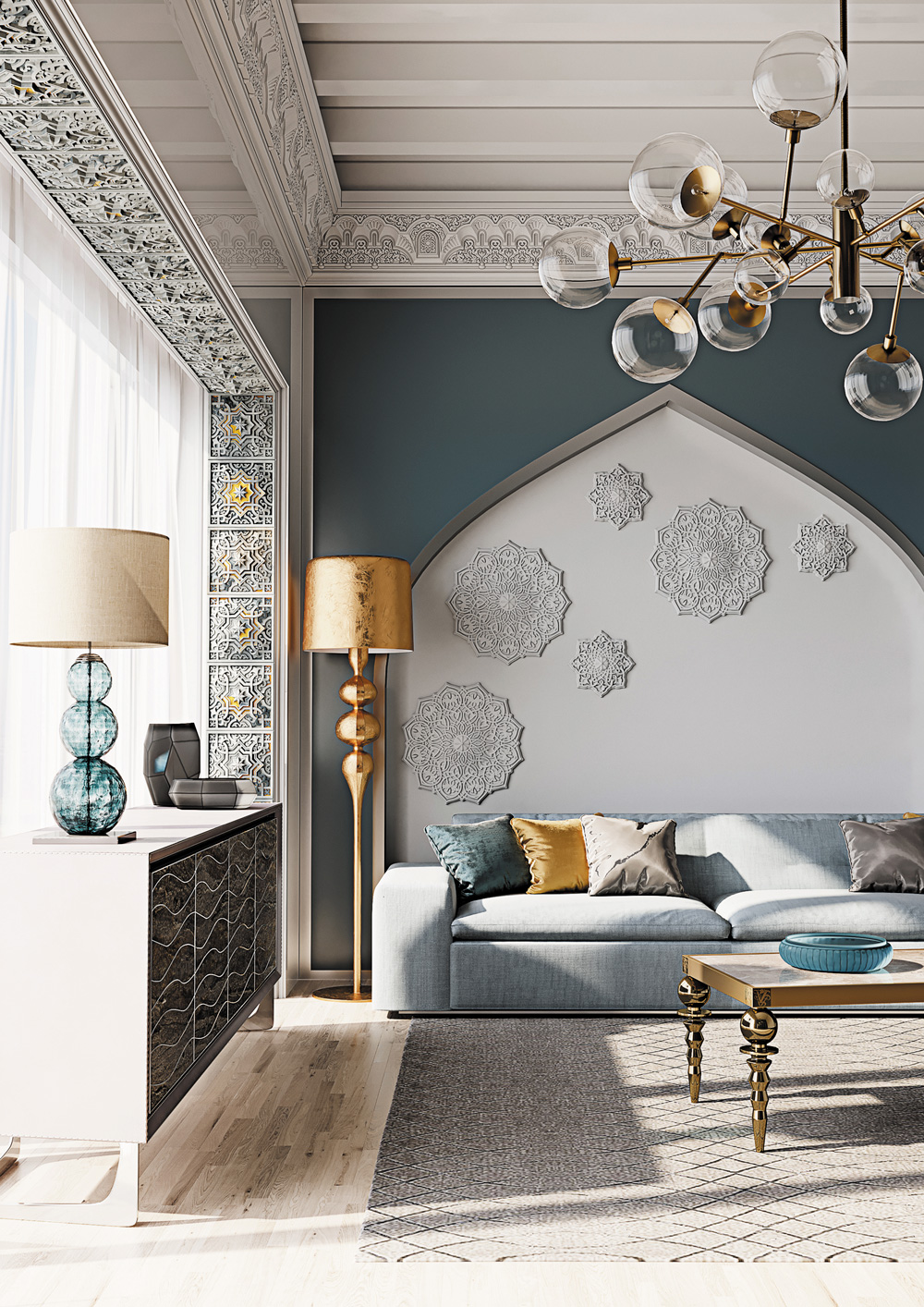 Потолочная розетка под покраску Европласт 1.56.502 59,6 см фото в интерьере