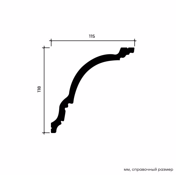 Потолочный плинтус под покраску Европласт 6.50.108 2000×115×118