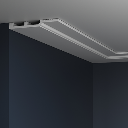 Потолочный плинтус под покраску Европласт 6.50.803 2000×220×25 фото в интерьере