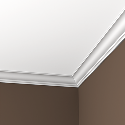 Потолочный плинтус под покраску Европласт 1.50.105 2000×63×60 фото в интерьере