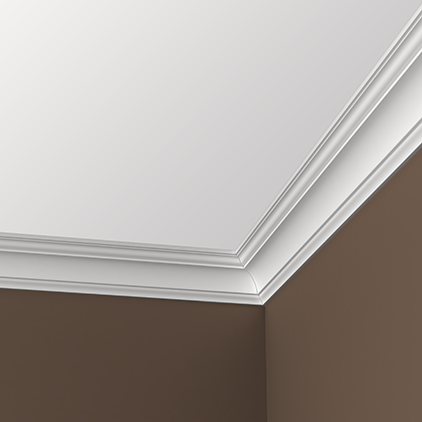 Потолочный плинтус под покраску Европласт 1.50.113 2000×80×83 фото в интерьере