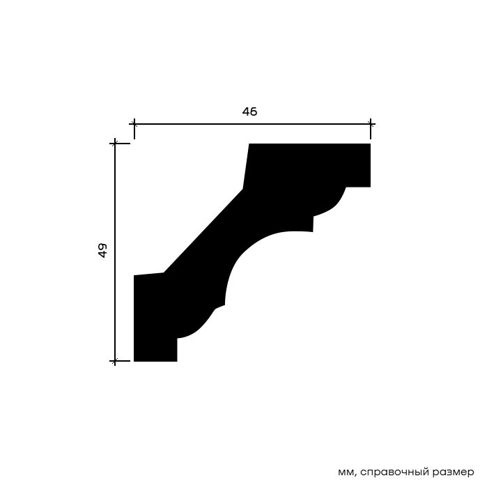 Потолочный плинтус под покраску Европласт 1.50.115 2000×46×49