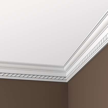 Потолочный плинтус под покраску Европласт 1.50.119 2000×56×113 фото в интерьере