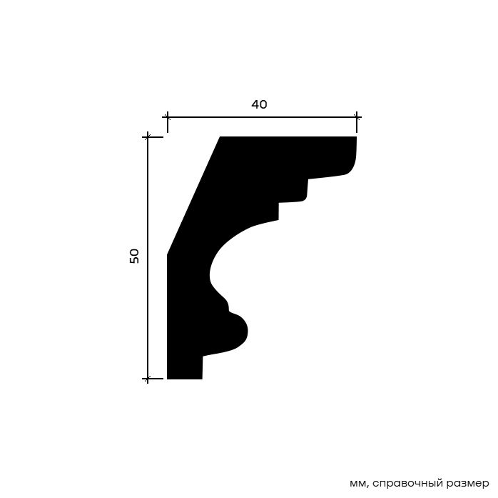 Потолочный плинтус под покраску Европласт 1.50.122 2000×40×50