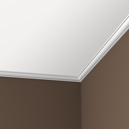 Потолочный плинтус под покраску Европласт 1.50.123 2000×30×30 фото в интерьере