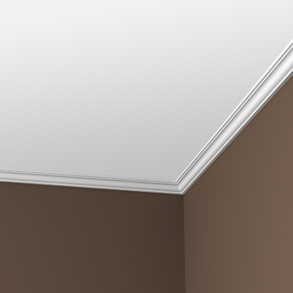 Потолочный плинтус под покраску Европласт 1.50.130 2000×30×32 фото в интерьере