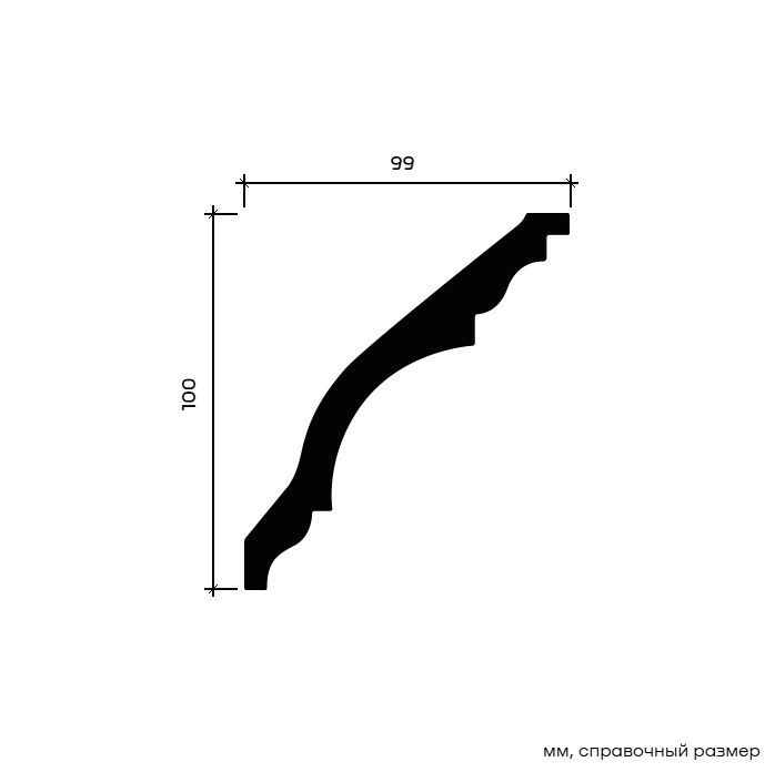 Потолочный плинтус под покраску Европласт 1.50.139 2000×99×100