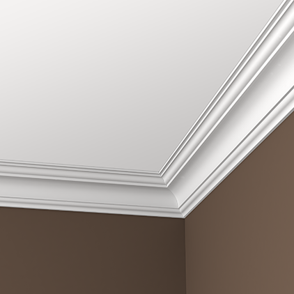 Потолочный плинтус под покраску Европласт 1.50.139 2000×99×100 фото в интерьере