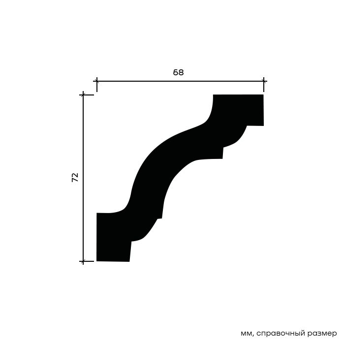 Потолочный плинтус под покраску Европласт 1.50.141 2000×68×72
