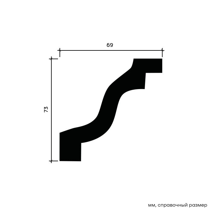 Потолочный плинтус под покраску Европласт 1.50.143 2000×69×73
