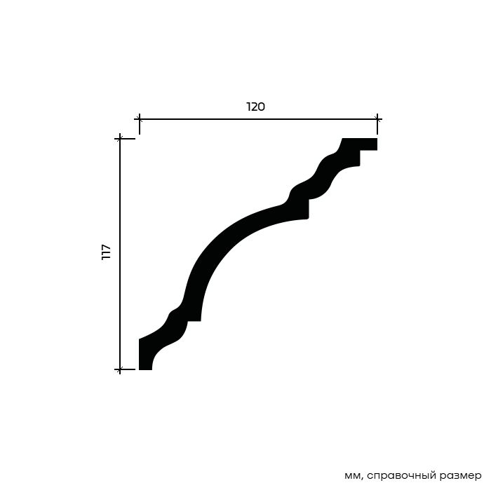 Потолочный плинтус под покраску Европласт 1.50.148 2000×120×117