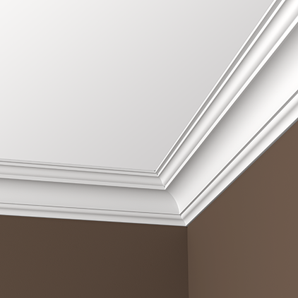 Потолочный плинтус под покраску Европласт 1.50.148 2000×120×117 фото в интерьере