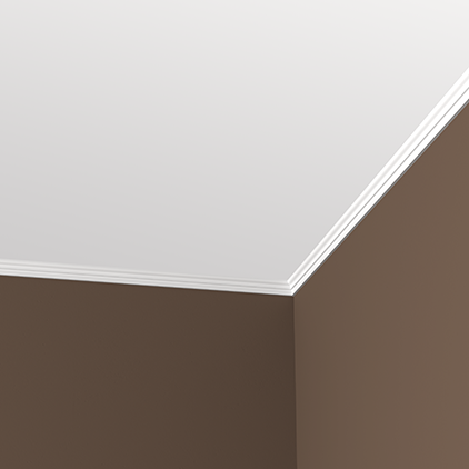 Потолочный плинтус под покраску Европласт 1.50.155 2000×16×25 фото в интерьере