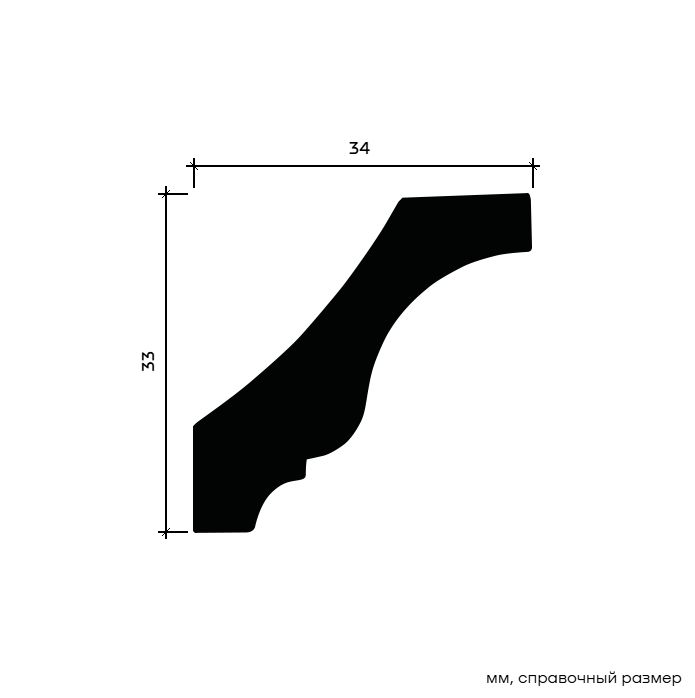 Потолочный плинтус под покраску Европласт 1.50.158 2000×34×33