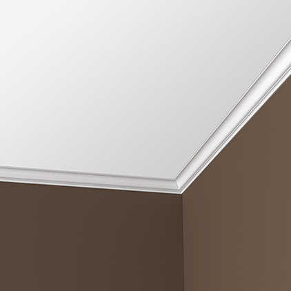 Потолочный плинтус под покраску Европласт 1.50.158 2000×34×33 фото в интерьере