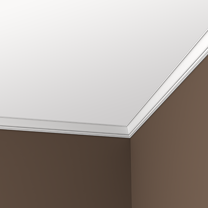 Потолочный плинтус под покраску Европласт 1.50.159 2000×28×44 фото в интерьере