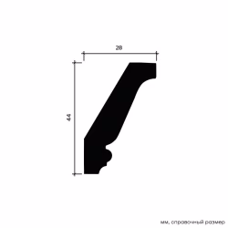 Потолочный плинтус под покраску Европласт 1.50.159 2000×28×44