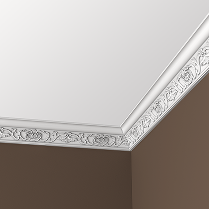 Потолочный плинтус под покраску Европласт 1.50.162 2000×60×85 фото в интерьере