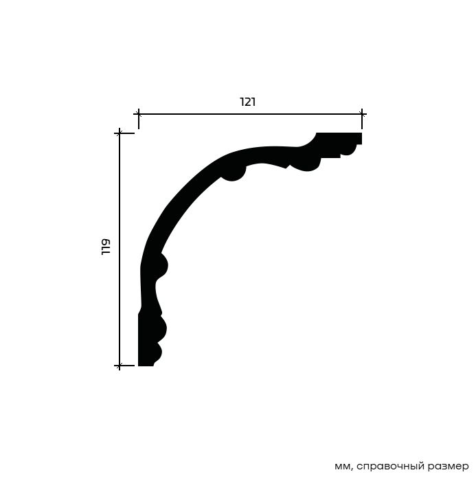Потолочный плинтус под покраску Европласт 1.50.167 2000×121×119