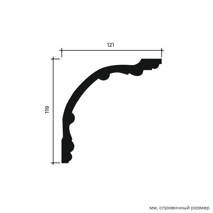 Потолочный плинтус под покраску Европласт 1.50.168 2000×121×119