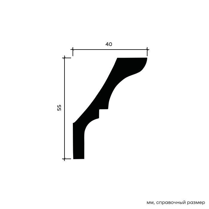 Потолочный плинтус под покраску Европласт 1.50.173 2000×40×55